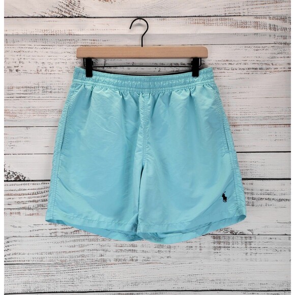 Polo Ralph Lauren Men's Size M 6” Swim Trunks Shorts Unlined Blue 100% Nylon - Picture 1 of 10